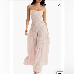 NWT House of CB Seren Blush Sheer Lace-Up Back Gown